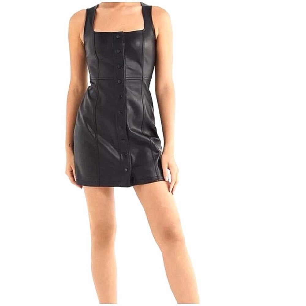 Urban Outfitters Black Faux Leather Mini Dress